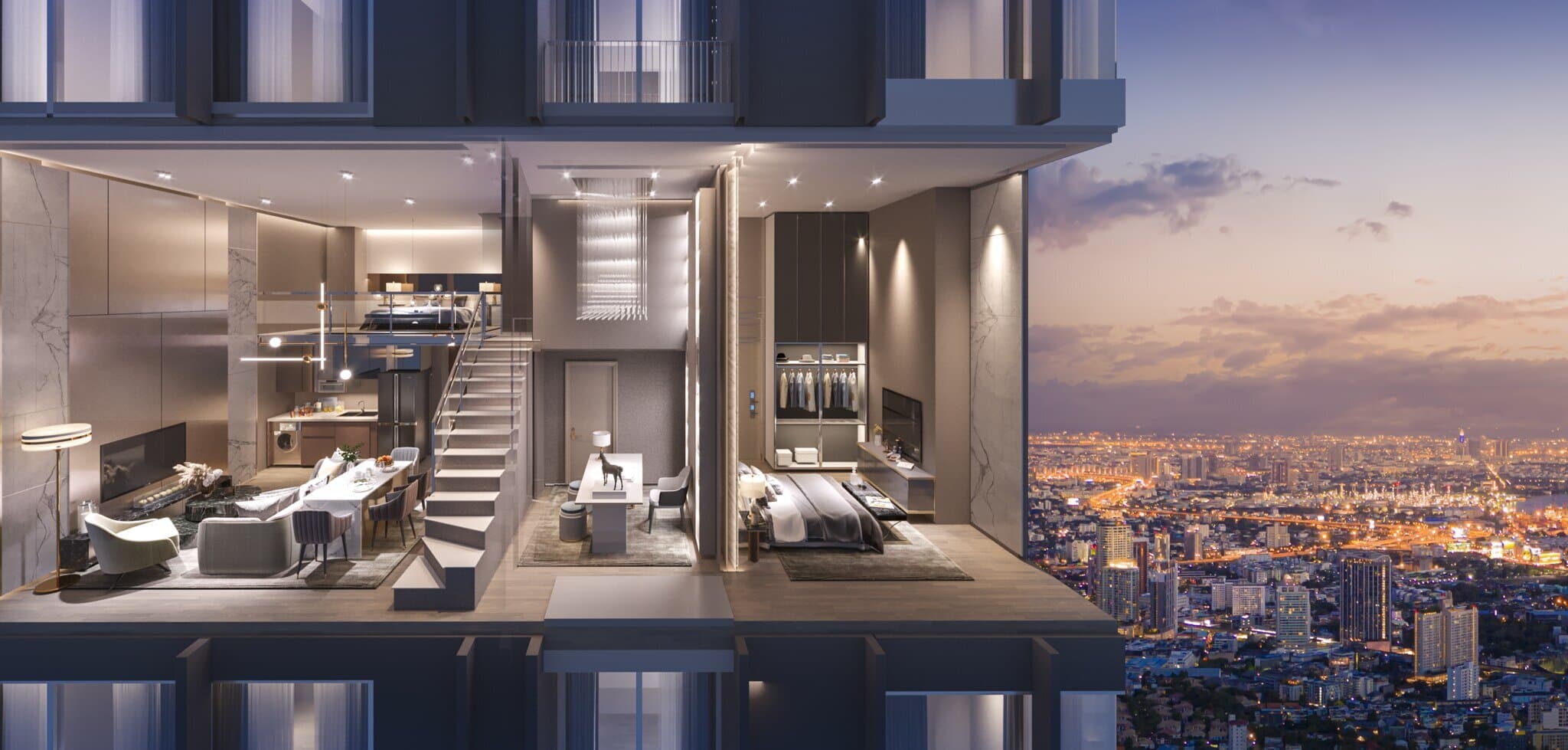 Double-height duplex 'duo-space' residence
