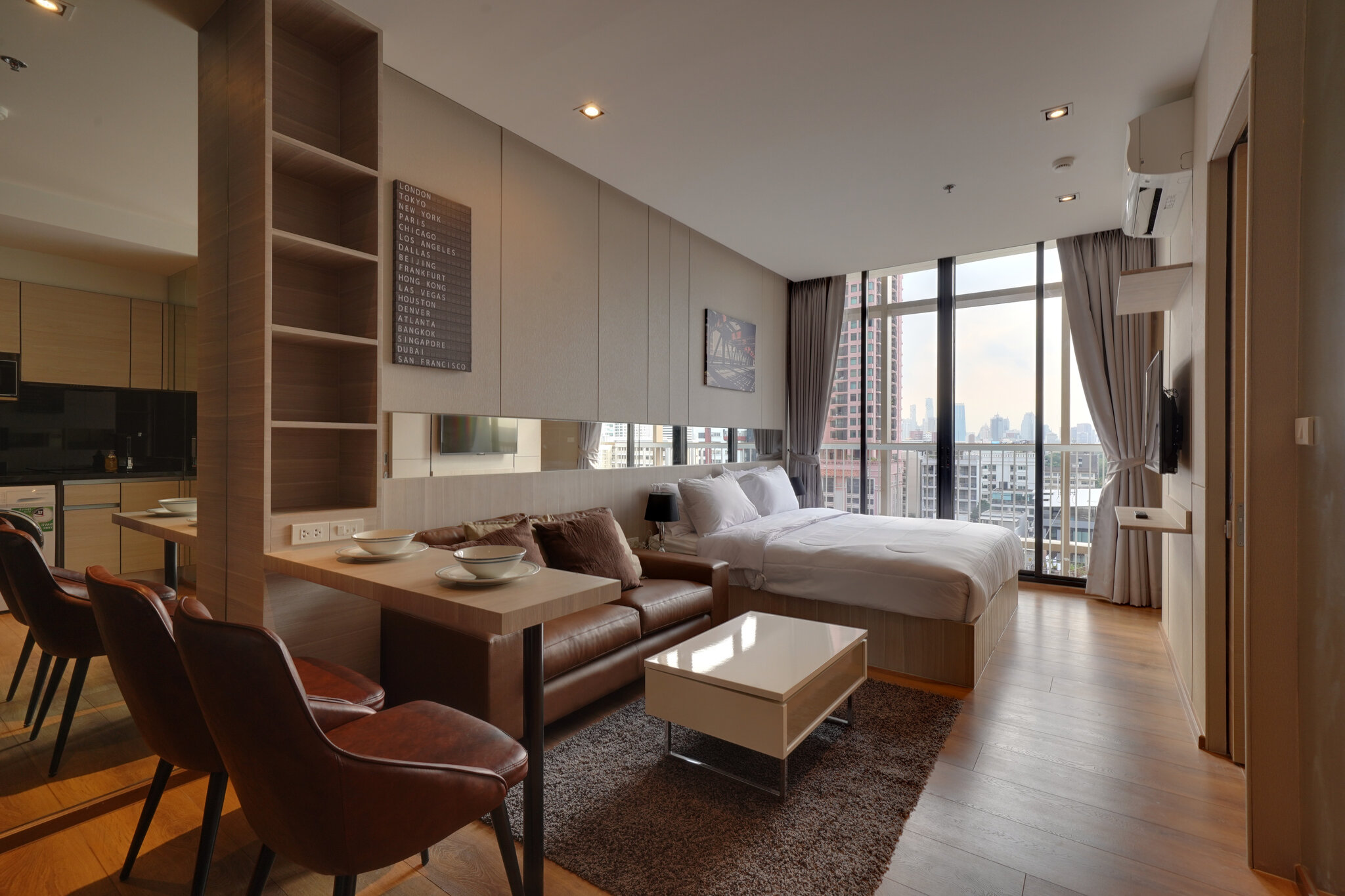 Show unit living area — fully furnished